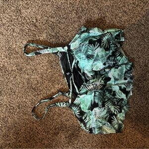 Tropical Leaf Print Bikini Top